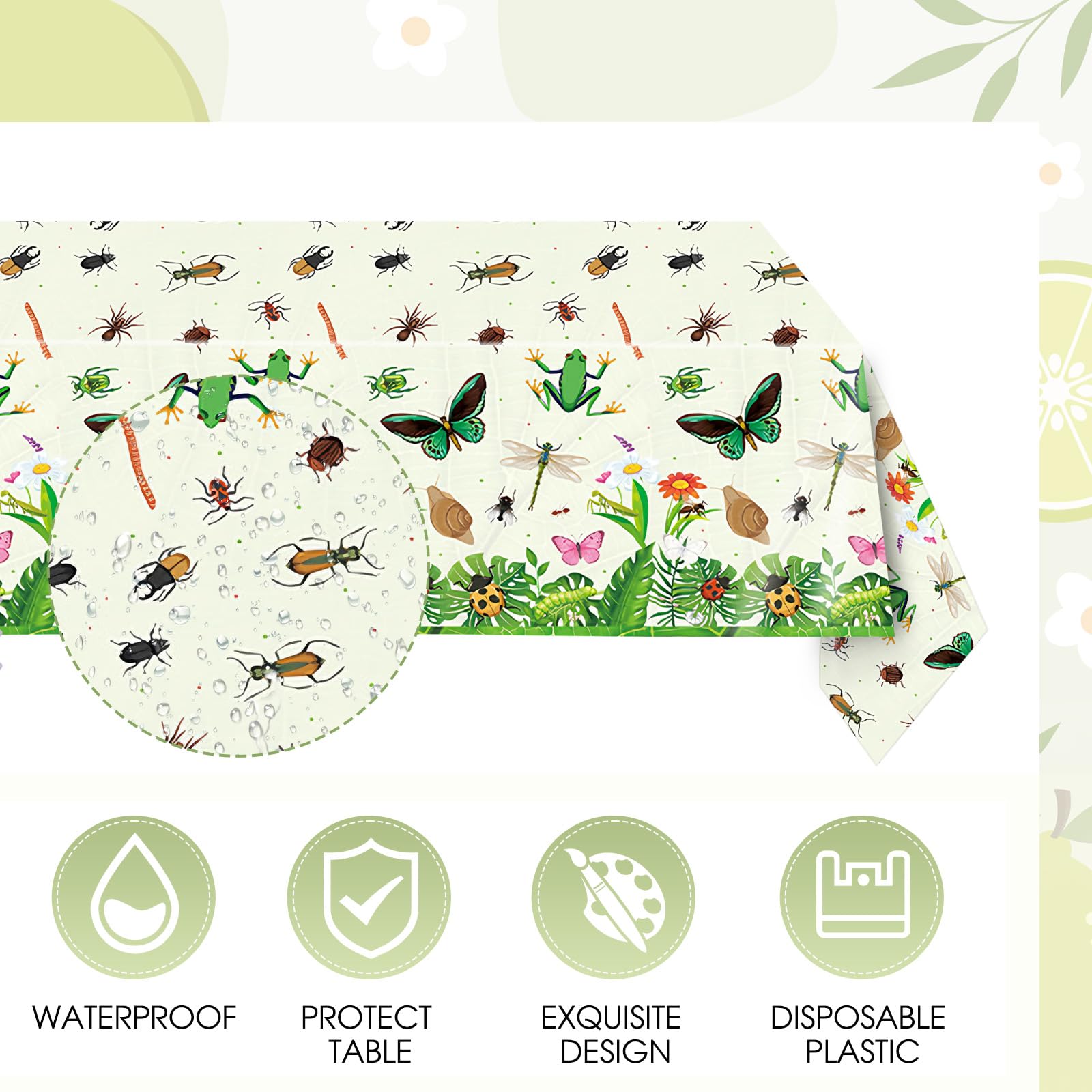 41Pcs Bug Birthday Party Decorations, Kids Garden Insect Explorer Adventure Themed Tableware Set Bug Paper Plates Napkins Tablecloth,for Garden Nature
