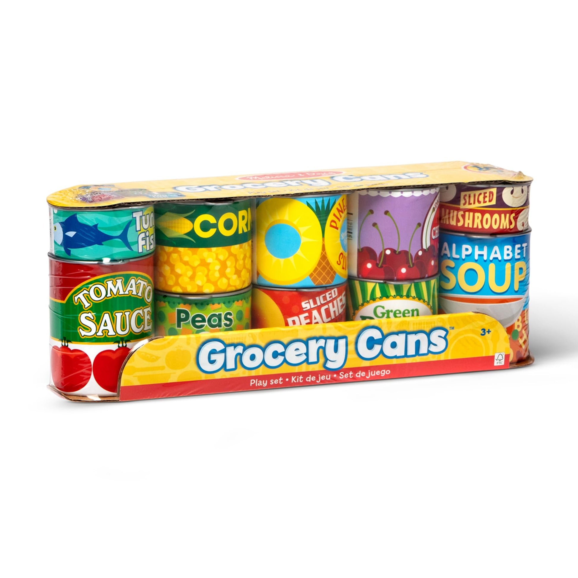 Melissa & Doug Let's Play House, 10 Grocery Cans with Removable Lids, Toy Food & Play Kitchen Accessories, Preschool Learning Toys for Girls & Boys 3+
