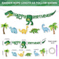 Dinosaur Birthday Decorations Banner - DIY Paper Happy Birthday Banners, Green Animal Dino Bday Sign Garland Backdrop for Dinosaur Themed Indoor