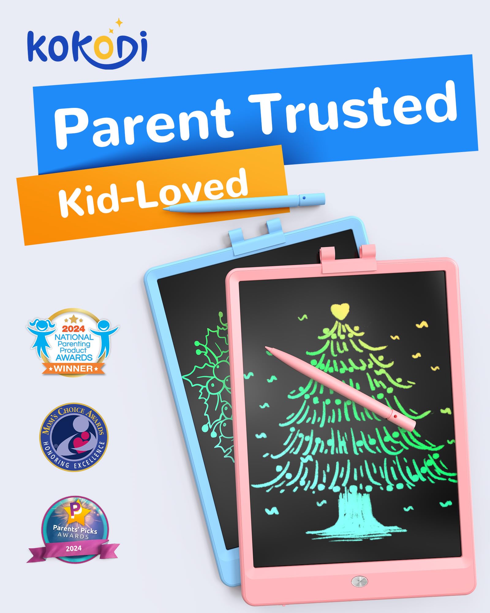 KOKODI LCD Writing Tablet,Gifts for 3 Years Old Boys and Girls,10 Inch Colorful Doodle Board Drawing Tablet, Erasable Reusable Electronic Drawing