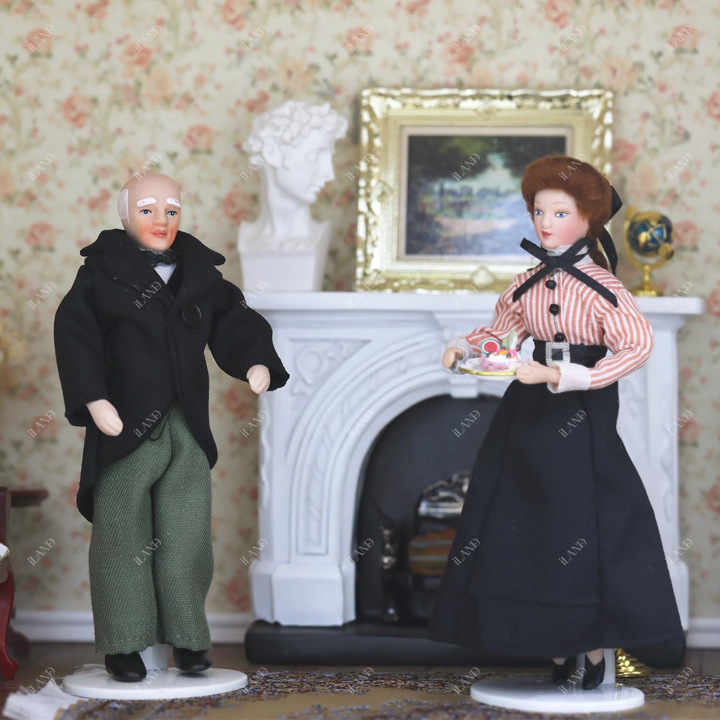iland Dollhouse People for 1 12 Scale Accessories Miniature 6 inch Figures for Mini House Little People Figures Mini Dollhouse Family Set Porcelain