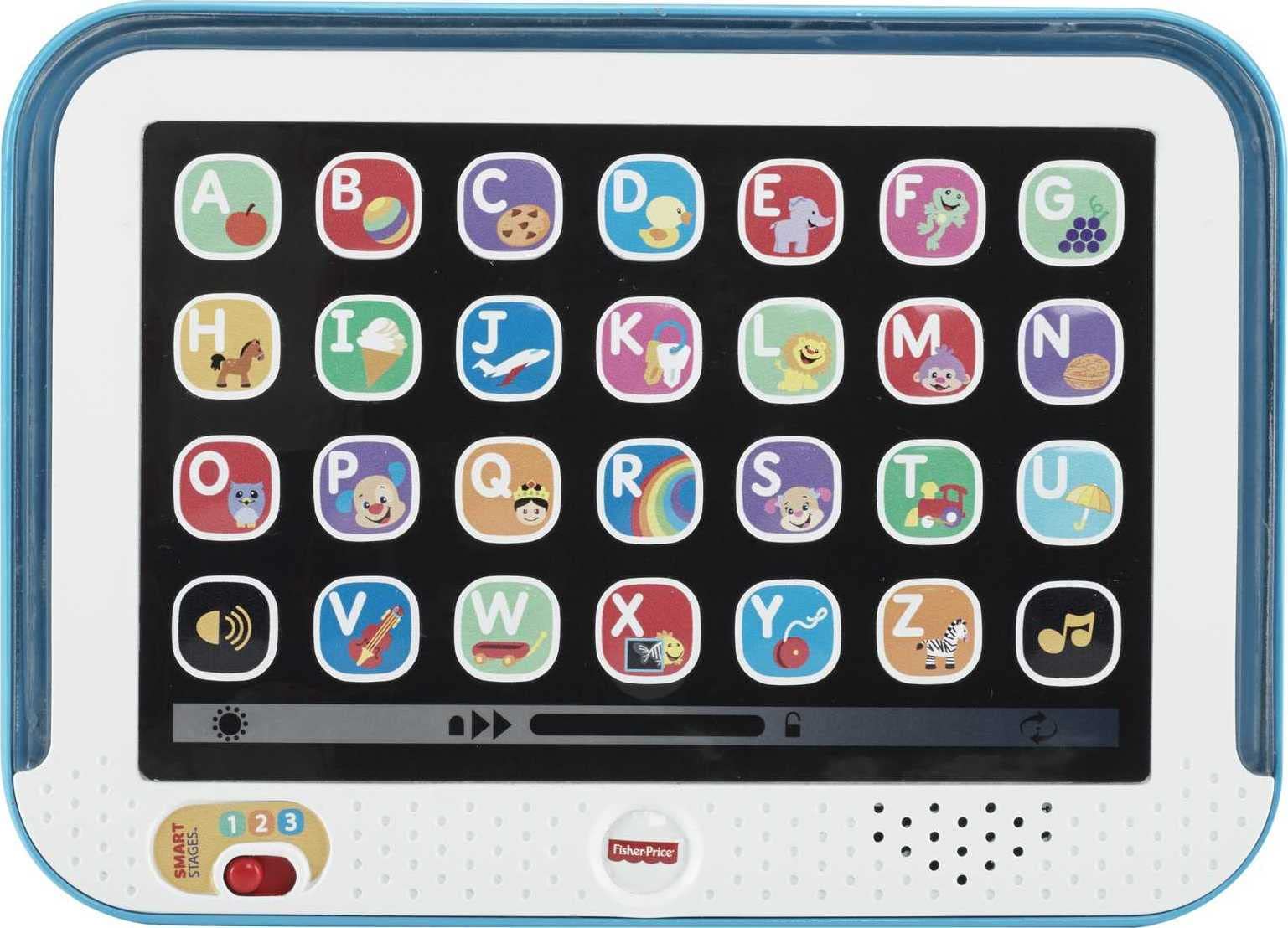 Fisher-Price Toddler Learning Toy Laugh & Learn Smart Stages Tablet with Lights & Music for Early Pretend Play, Blue, for Infants Ages 1+ Years