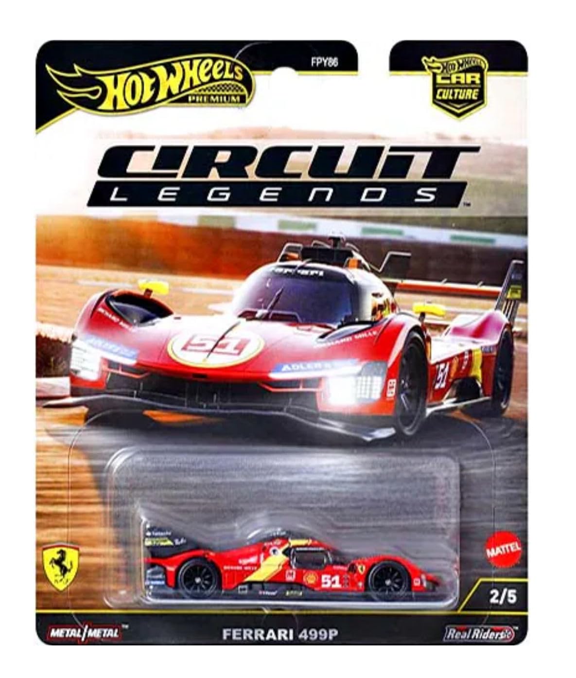 Hot Wheels Circuit Legends Die?Cast Racing Set - Porsche, Ferrari, Ford & Subaru Icons, 1:64 Scale, Ages 3+ (Pack of 5) FPY86-961K