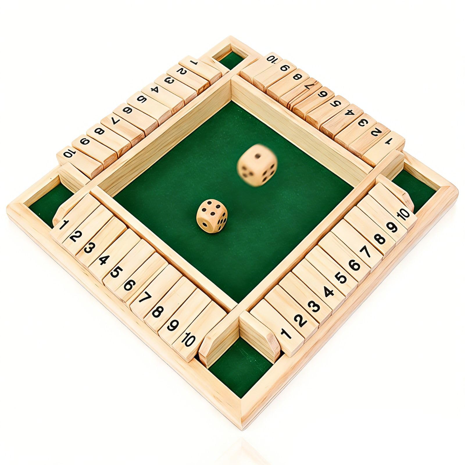 Shut The Box Dice Game, 2-4 Player Wooden Board Table Toy, Math Games for Adults and Teenager, Interactive Desktop Game Birthday Party Gifts