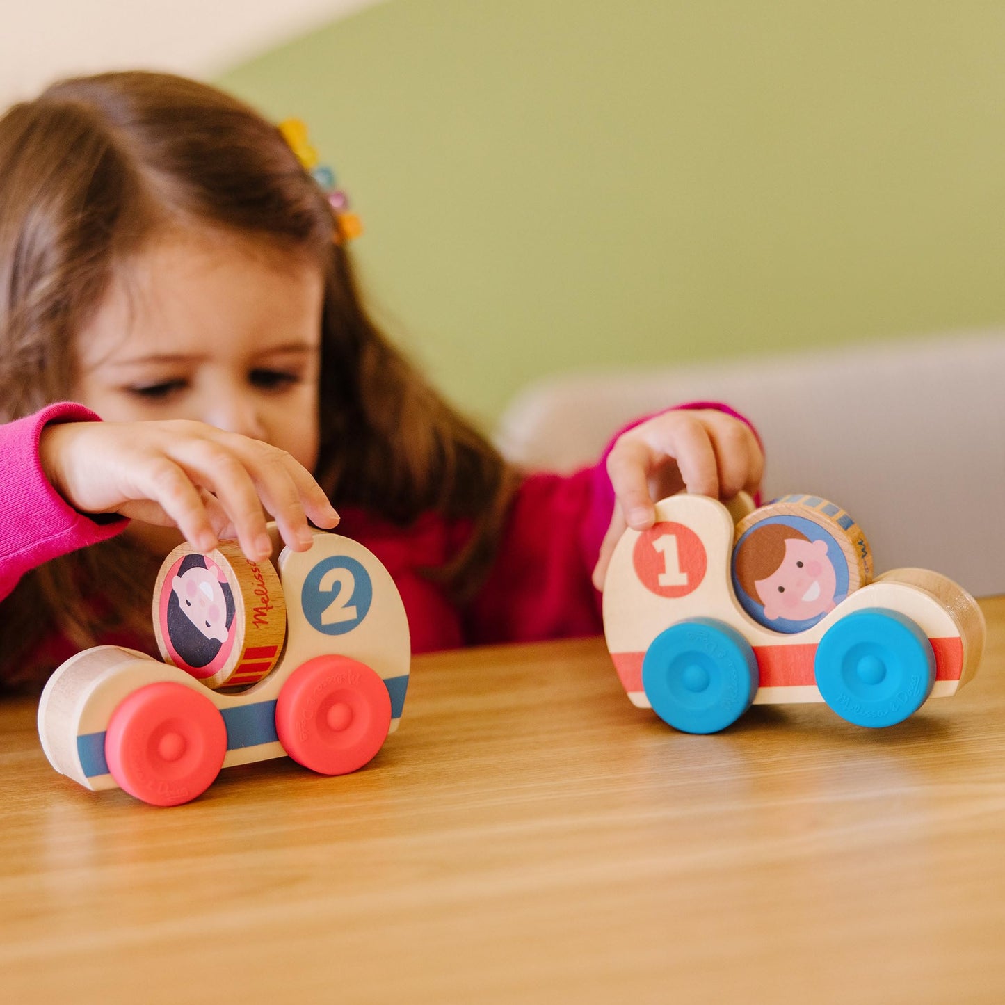 Melissa & Doug GO Tots Wooden Race Cars (2 Cars, 2 Disks) Stacking Toys For Infants, Hand Push Vehicles, Wooden Car Toys For Toddlers Ages 1+ -
