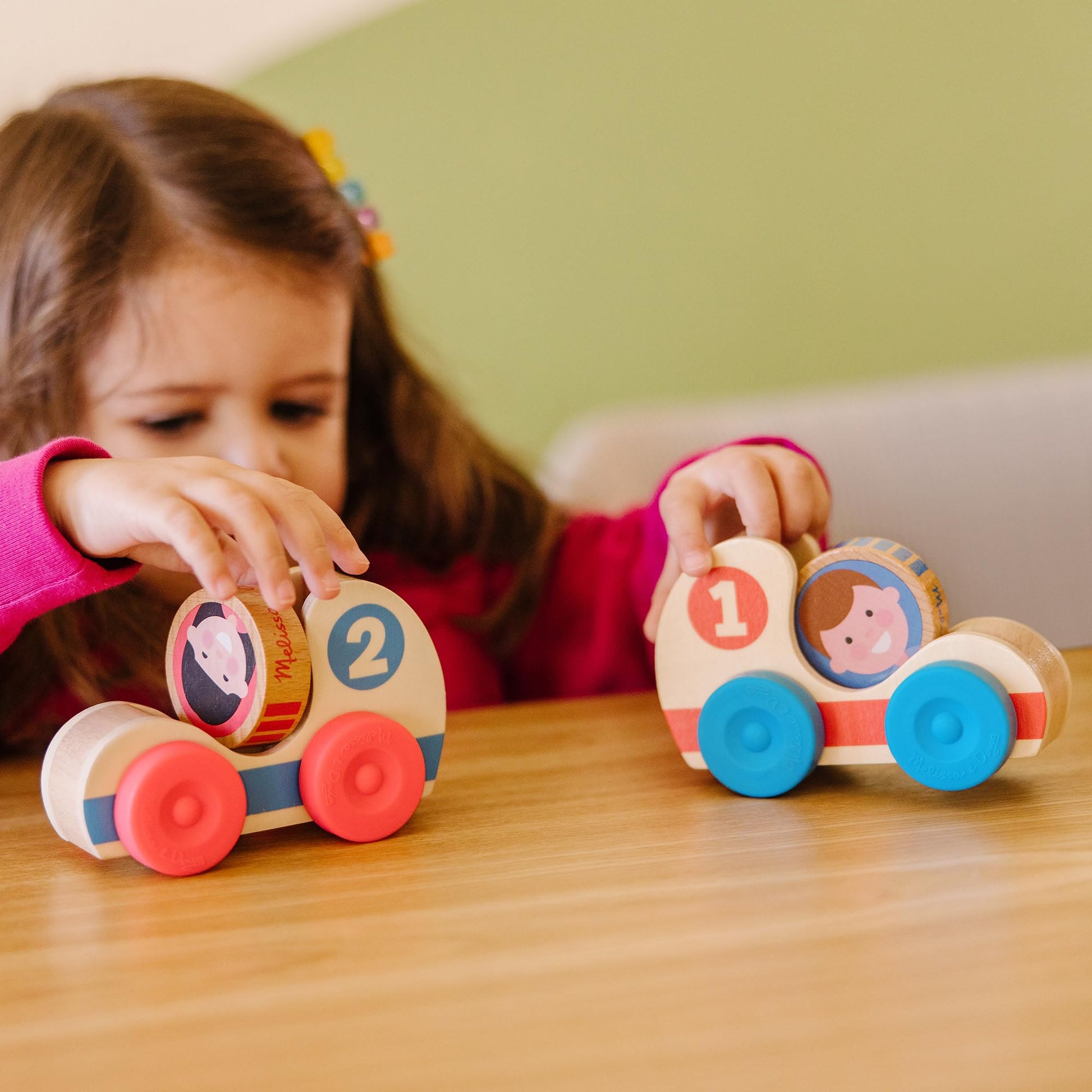 Melissa & Doug GO Tots Wooden Race Cars (2 Cars, 2 Disks) Stacking Toys For Infants, Hand Push Vehicles, Wooden Car Toys For Toddlers Ages 1+ -