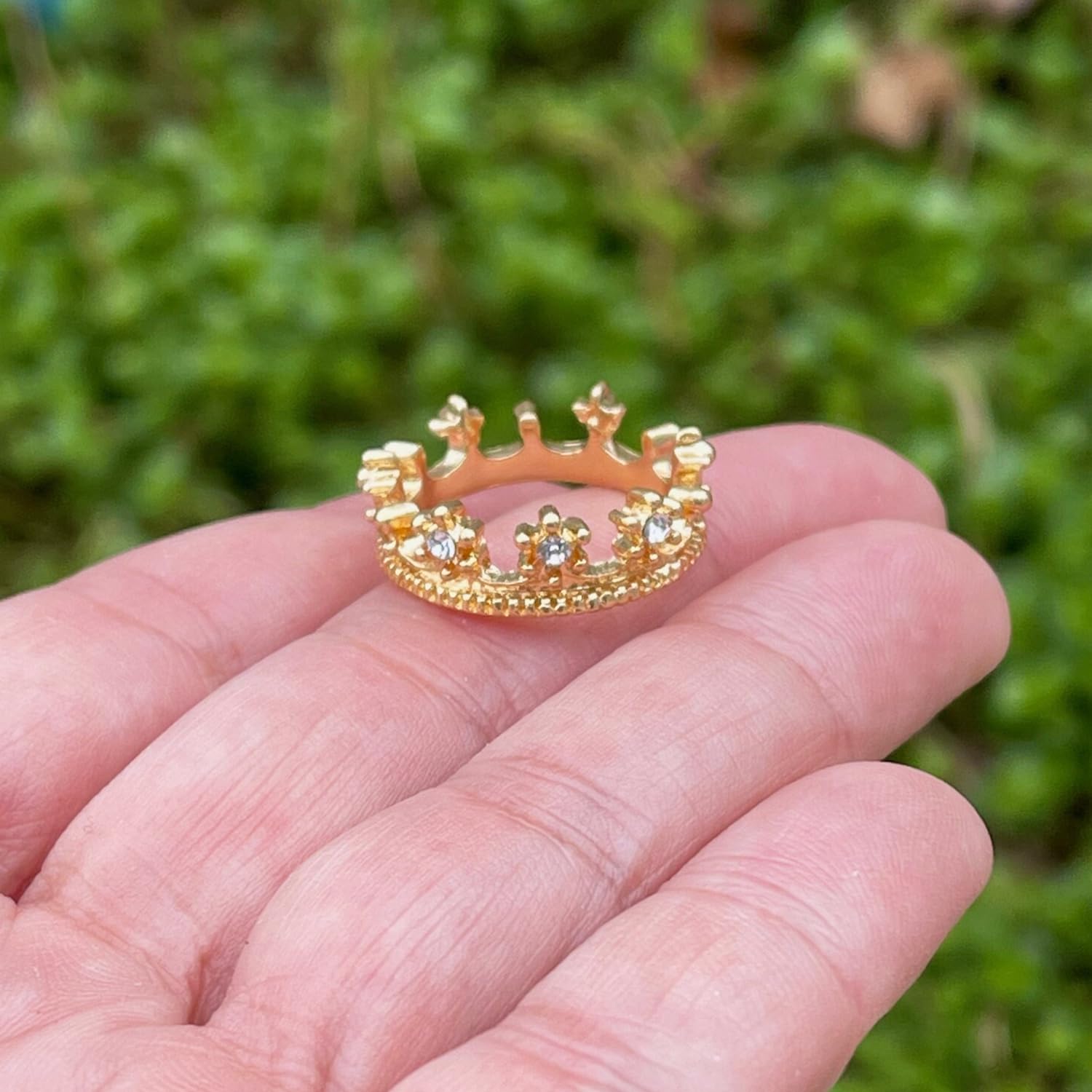 Miniature Gold Crown, Dollhouse Tiny Miniature Crown, with Diamond Rhinestones, Fairy Crown, for Fairy Tale Garden, Dollhouse Miniature, Terrarium