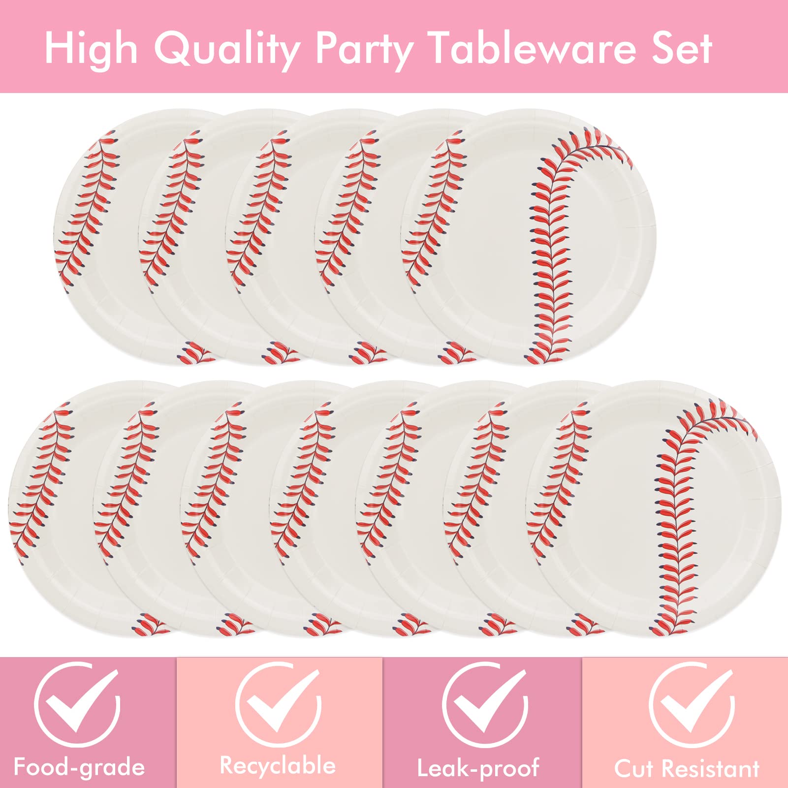 SNIMICS 40PCS Baseball Party Decorations,Baseball Plates,Baseball Napkins for Baseball Birthday Party Supplies Baseball Fans Boys Baby