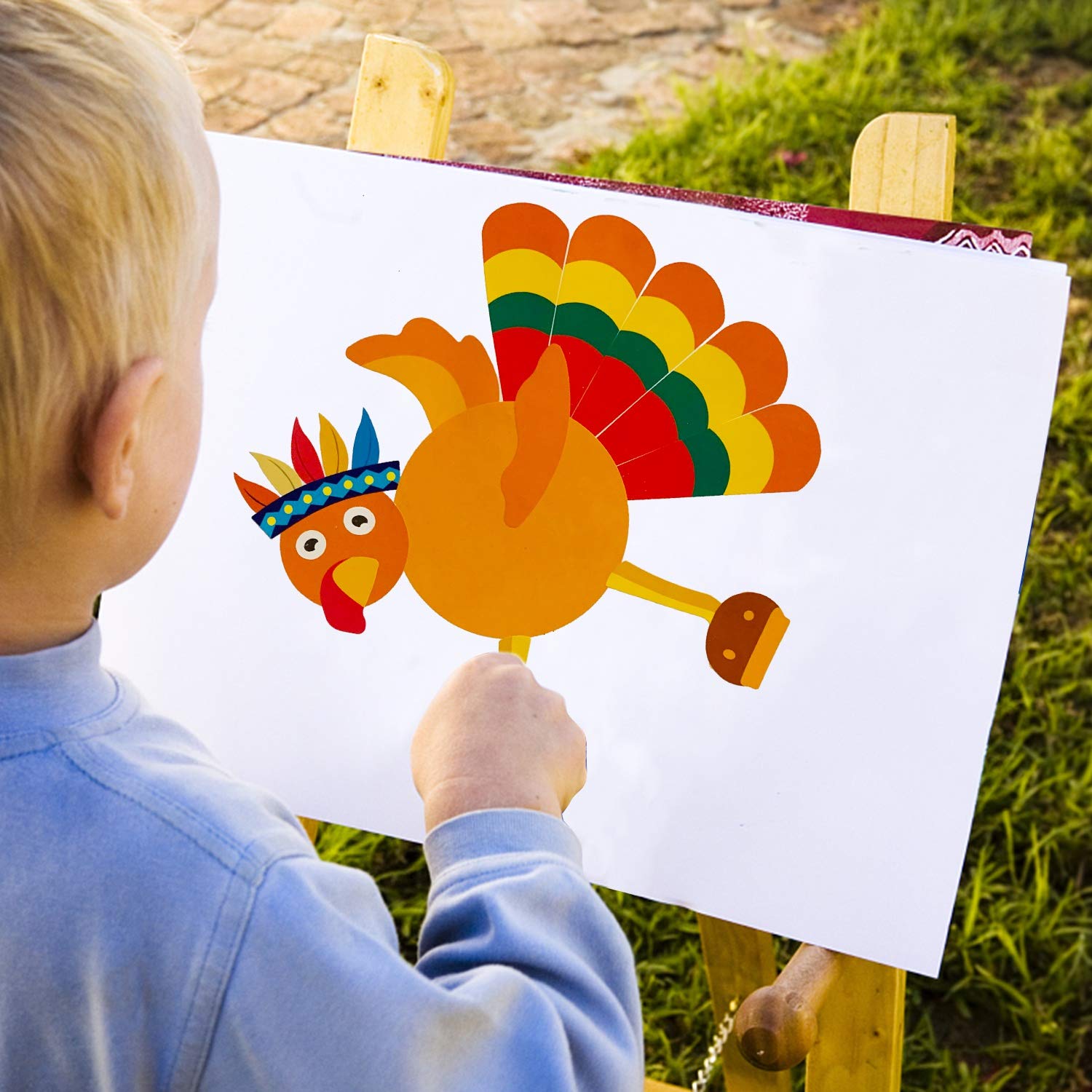 Lulu Home Thanks-Giving Game, 20 Sheets Make-A-Turkey Stickers, Kids DIY Turkey Sticker Craft for Fall Party, Family Gethering and Class Game