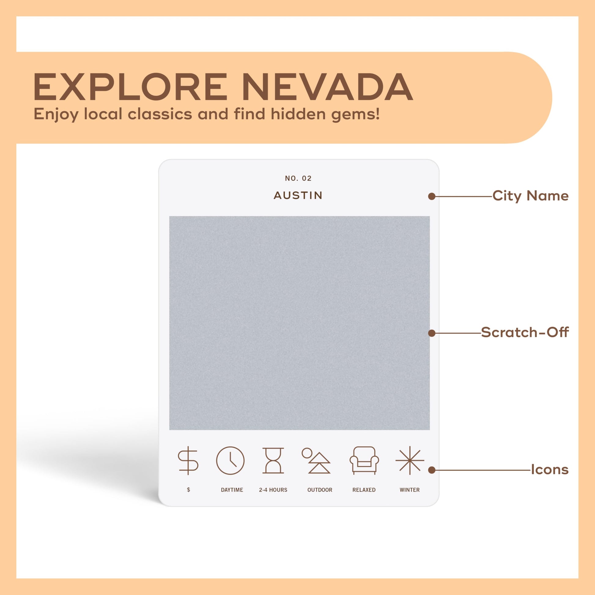 Nevada Adventure Bucket List - 50 Scratch-Off Cards for Outdoor Activities, Tourist Attractions, and Road Trips - Reach International Outfitters Guide