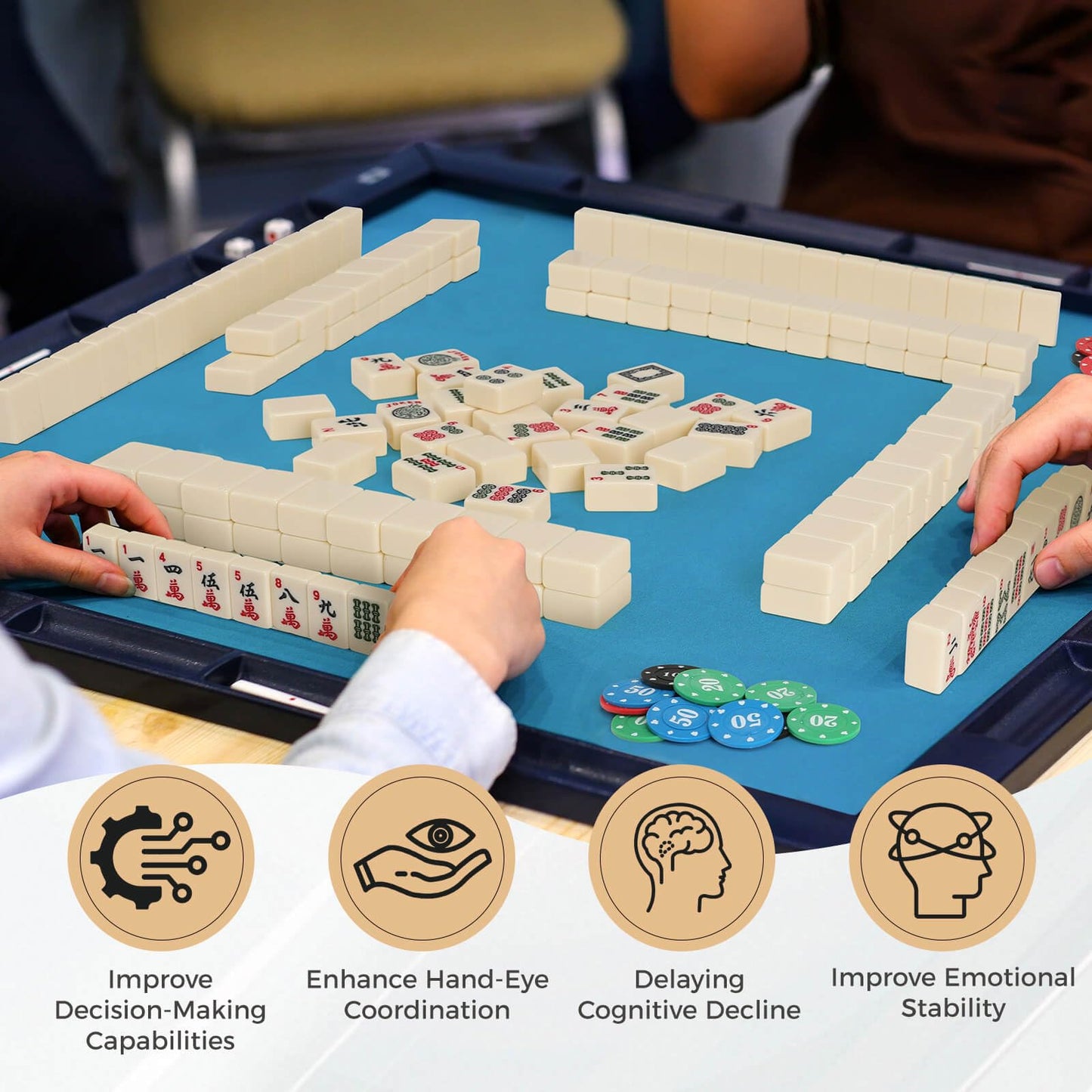 Aceshmir American Mahjong Tile Set, 166pcs Premium Mah Jong Tiles with Exquisite Storage Box, Include Instructions & Play-Chips, Mah Jongg Sets