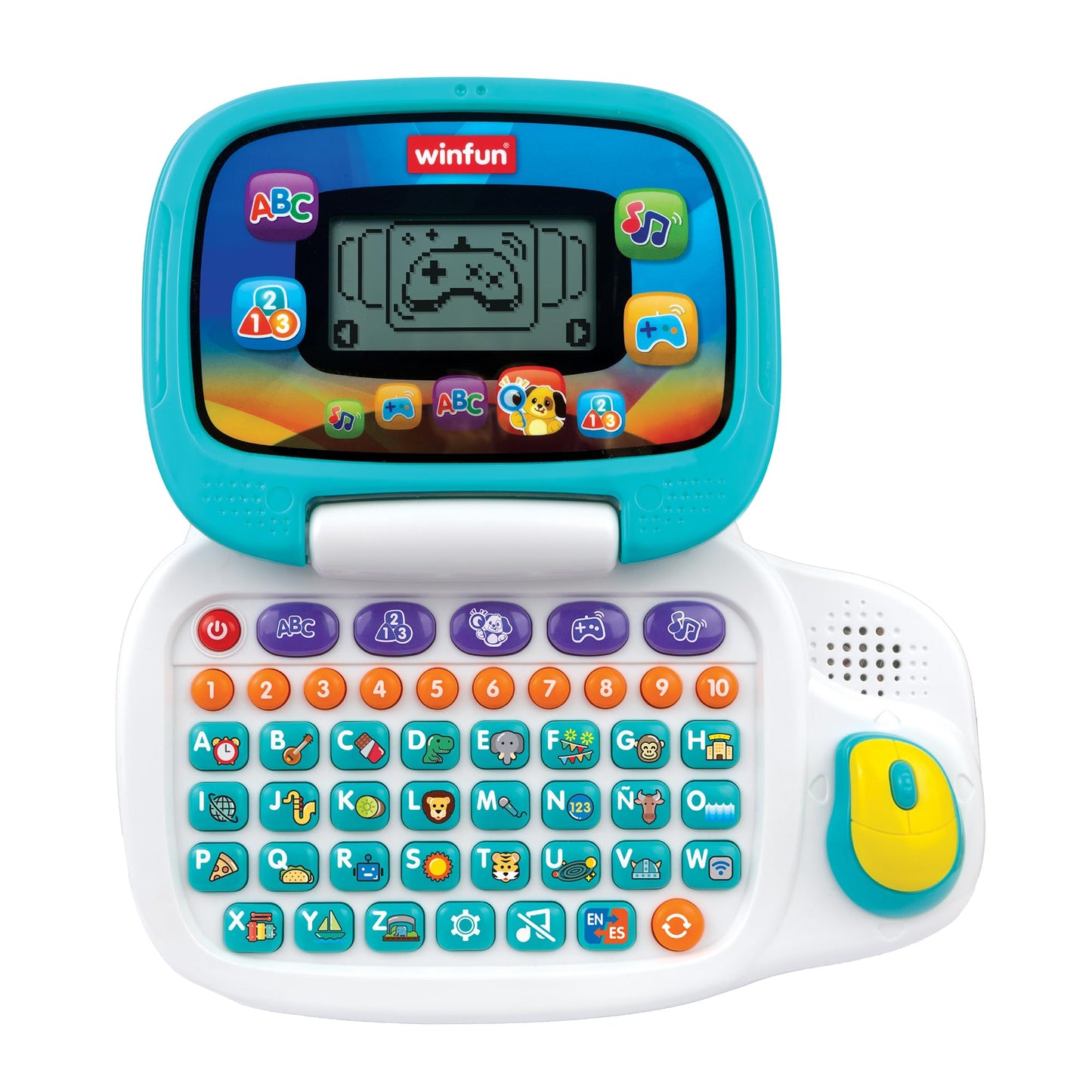Winfun Bilingual Learning Laptop for Kids - English & Spanish Educational Toy for Toddlers 3+ with Games, Music, Letters, Numbers, LCD Screen, Mouse