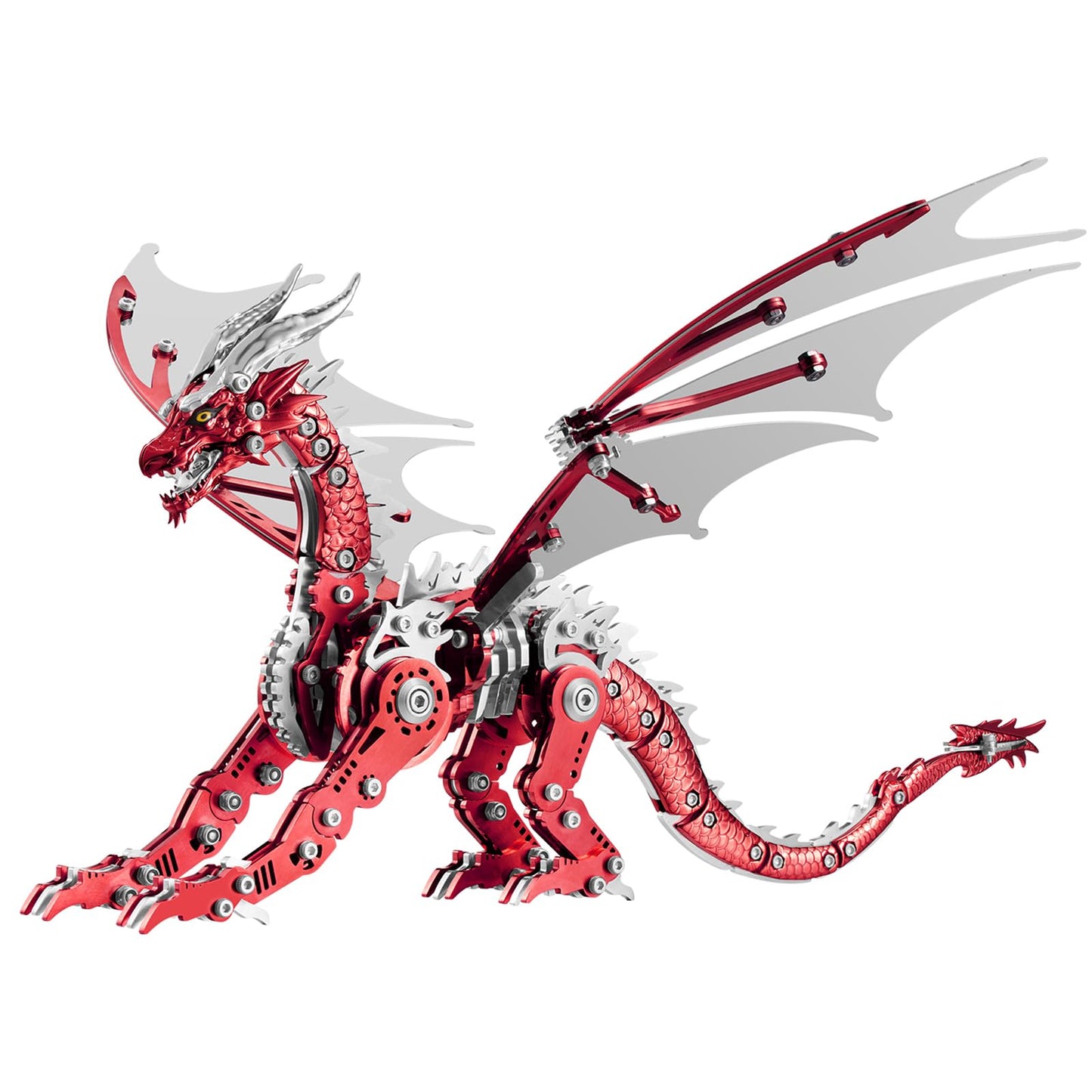 LONGPIN 3D Model Kits for Adults,Metal Dragon Puzzle Building Set,Collectible Mechanical Engineering Crafts for Home Office Decoration & Gift?Red?