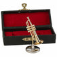 Dselvgvu Miniature Trumpet with Stand and Case Brass Mini Musical Instrument Trumpet Replica Collectible Figurines Dollhouse Accessories Model Home
