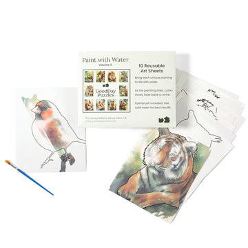GoodDay Puzzles Paint with Water - 20 Reusable Sheets, Mess-Free Water Coloring Book, Aqua Art, Coloring Sheets for Kids Art and Therapy Relaxation