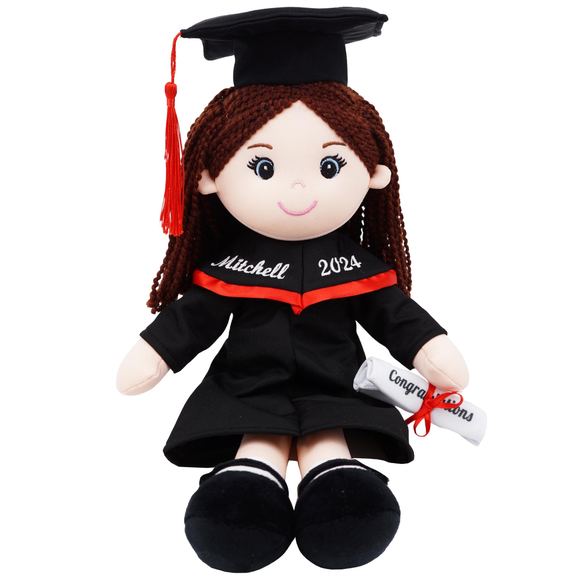 June Garden Personalized 15" Graduation Gifts - Personalized Name, Text and Year - Soft Plush Dolls with Cap and Gown - Gifts for Preschool