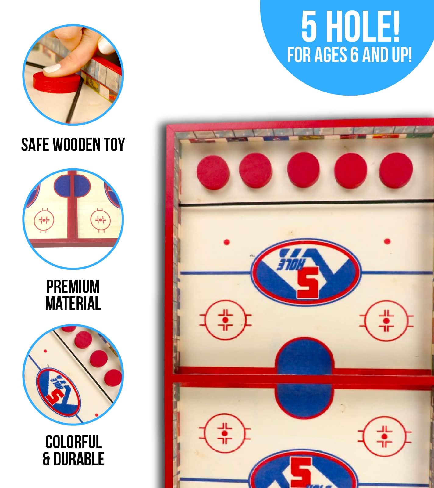 Regal Games - Jumbo 22" Sling Puck - Fun, Fast Family-Friendly Finger Hockey Puck Game - Includes 1 Gameboard, 5 Red Pucks, 5 Black Pucks - Ideal