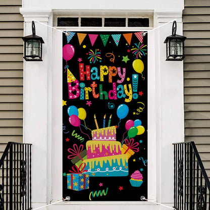 GYA Colorful Kids Birthday Party Door Banner Children Newborn Baby Shower Happy Birthday Background Balloons Candy Bar Gifts Backdrops Kids