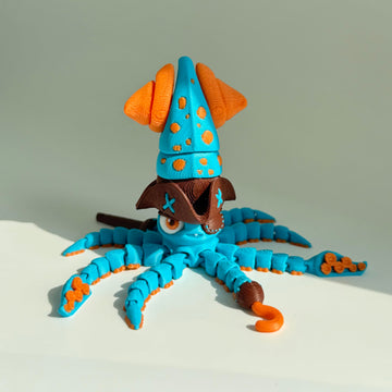 3D Printed Articulated Animals Pirate Octopus, 8-Inch Poseable Octopus Desk Decor, Unique Gift for Home & Office,3D Decorative Ornaments(Octopus)