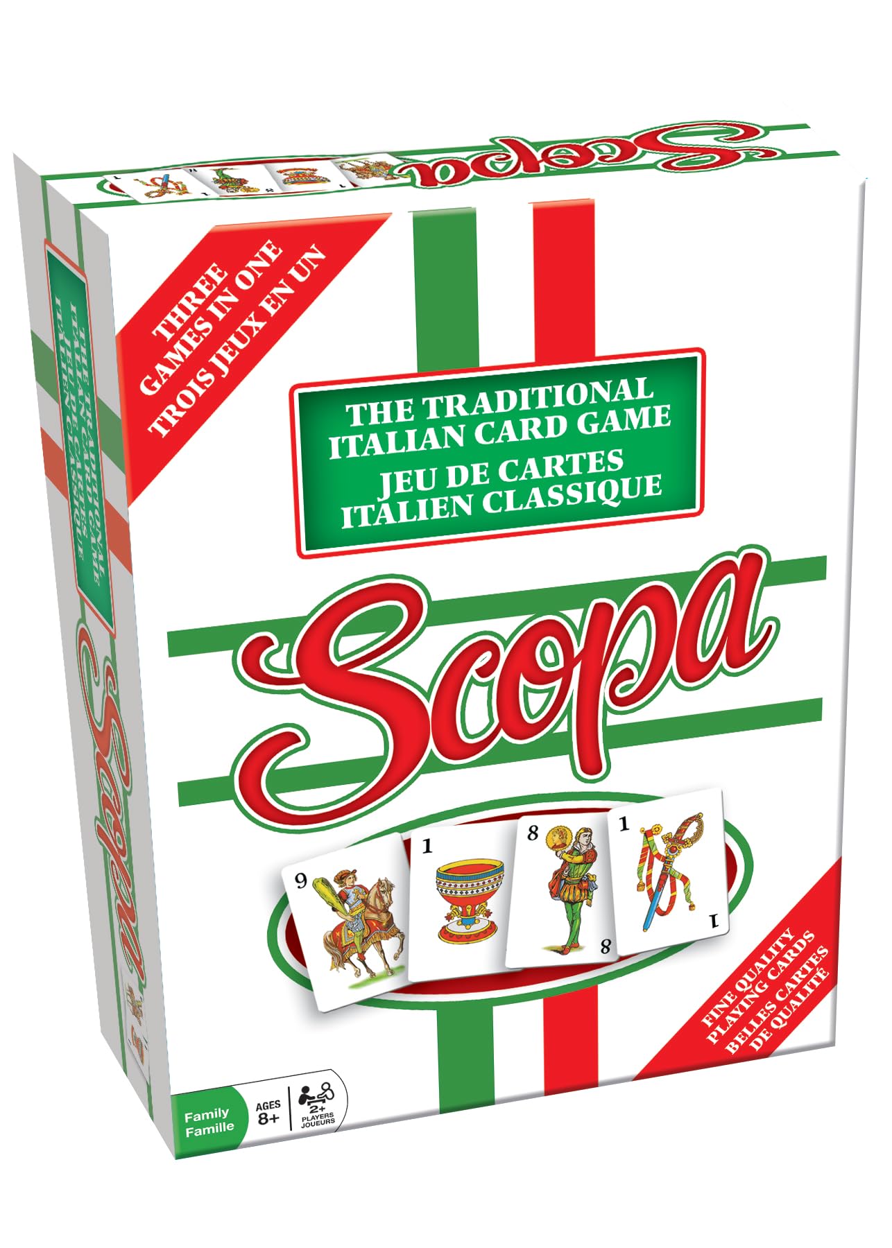 Imagination Outset Media Scopa Card Game (Bilingual English/French), Full Size, 3 Games in 1, Classic Italian Family Strategy, Easy to Learn, Ages 8+