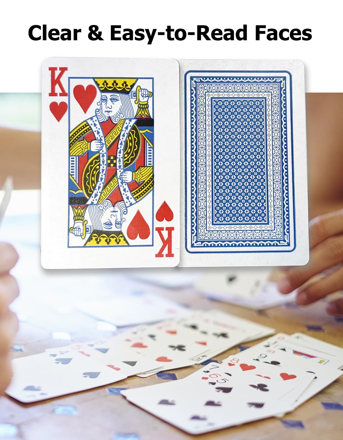 LEQBO 2 Deck of Classic Playing Cards, Themed Design, Durable & Smooth for Poker, Blackjack, and All Card Games for Family Party Table Game (1 Red