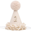 WAHAWU Lace 2nd Birthday Hat - Two Sweet Birthday Decorations,Lace Flower Princess Party Crown,Beige Cone Hat for Cake Smash,Second Floral Party