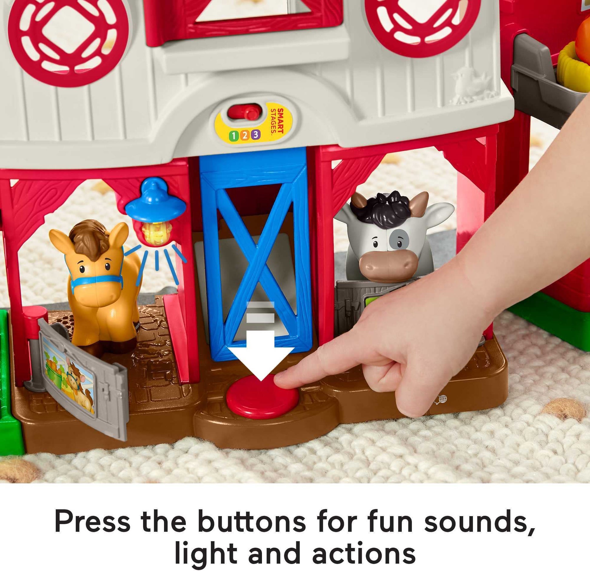 Fisher-Price Little People Caring for Animals Farm Electronic Interactive playset with Smart Stages Learning Songs for Toddlers Ages 1 and up (Amazon