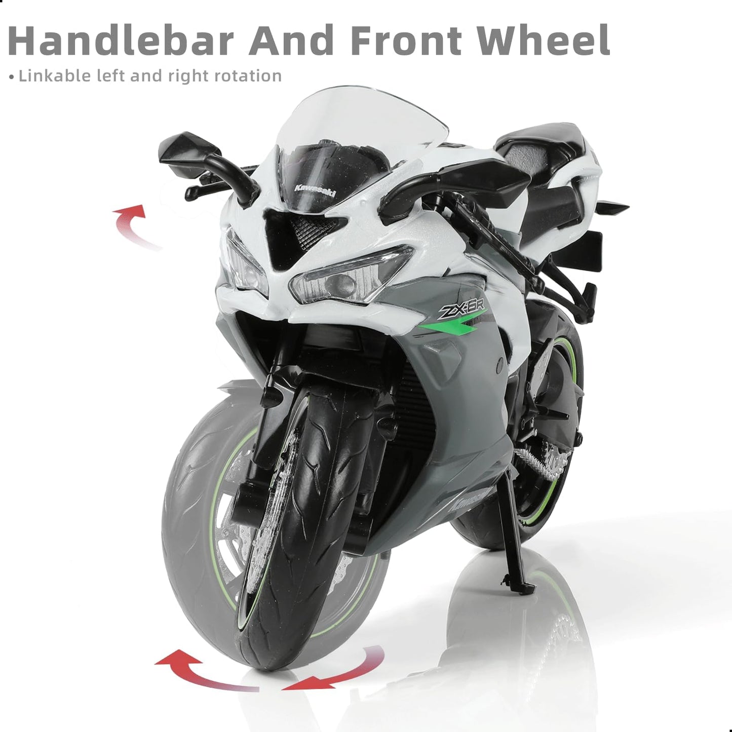 Risopen 1:12 Motorcycle Model Toy for Kawasaki Ninja ZX-6R Metal Die-cast with Plastic Motorcycle Model No Assembly Required Mini Finished Moto Gift