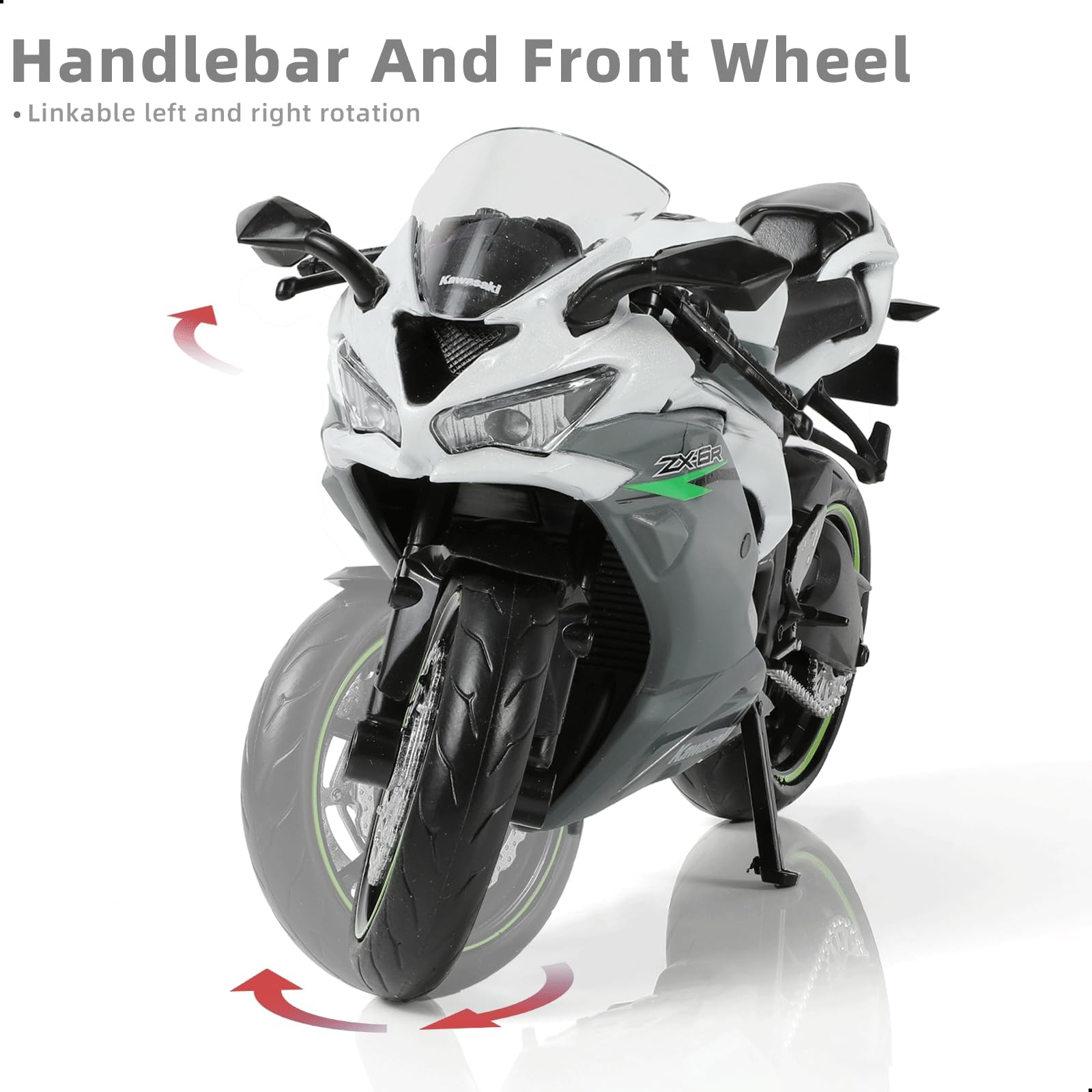 Risopen 1:12 Motorcycle Model Toy for Kawasaki Ninja ZX-6R Metal Die-cast with Plastic Motorcycle Model No Assembly Required Mini Finished Moto Gift