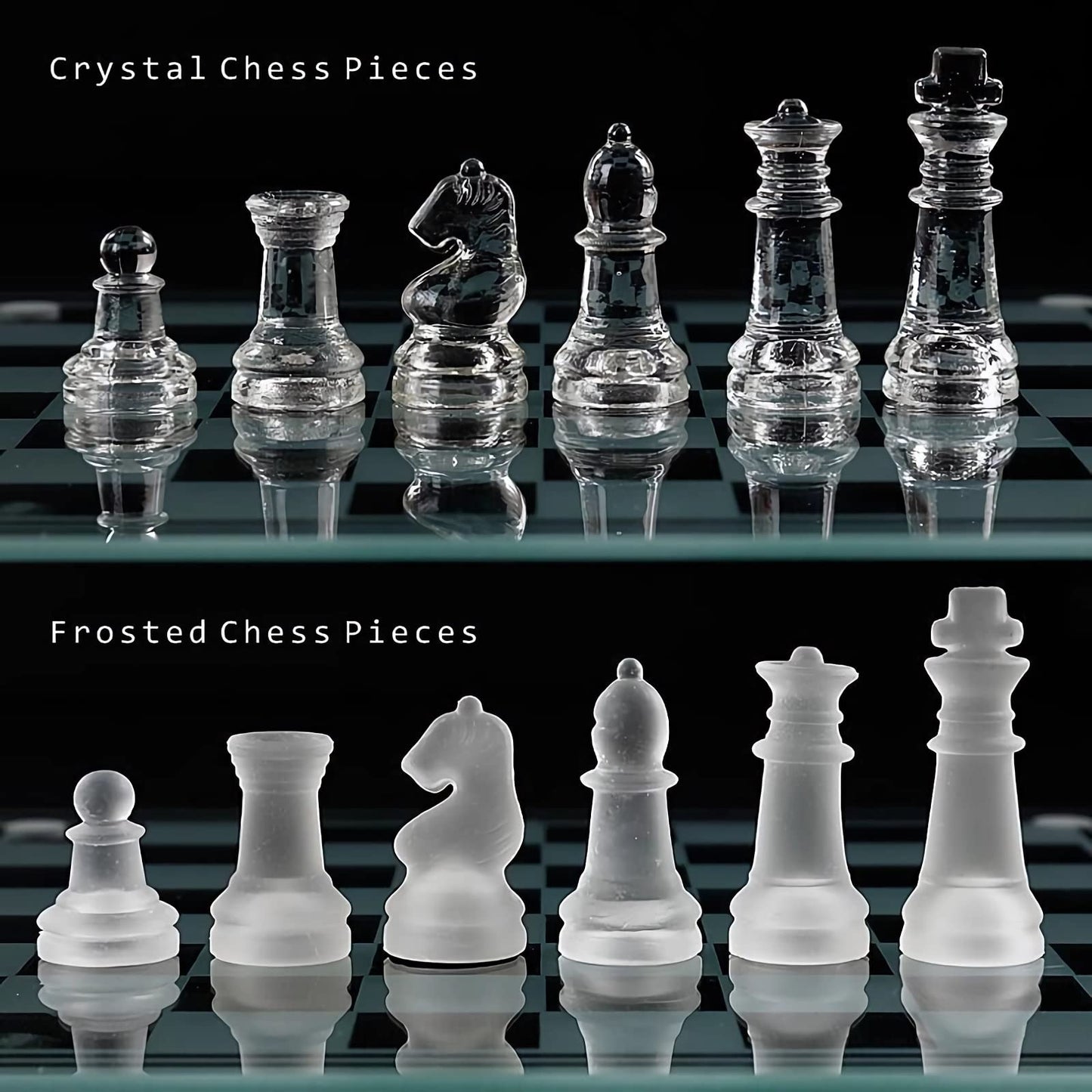 Elegant 10" Glass Chess Set - Premium Quality Board Game for All Ages for Chess Enthusiasts and Home Decor