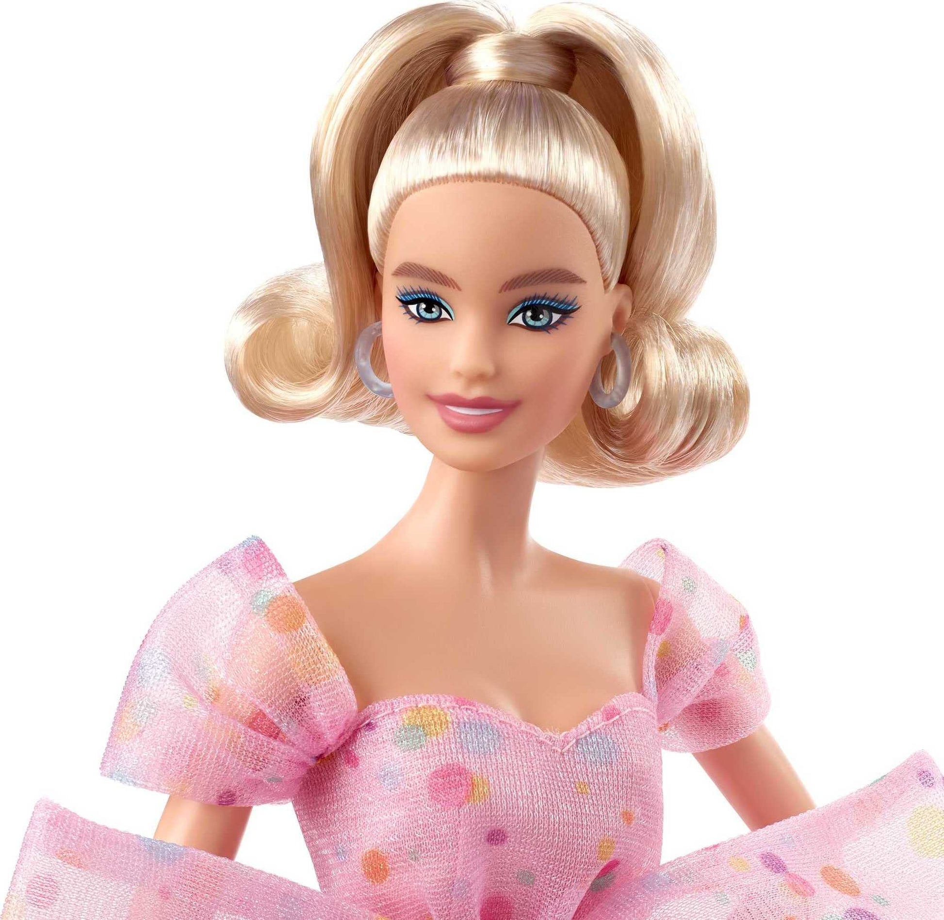 Barbie Signature Birthday Wishes Doll (11.5in Blonde) Wearing Pink Tulle Gown & Shoes, with Customizable Packaging, Gift for 6+