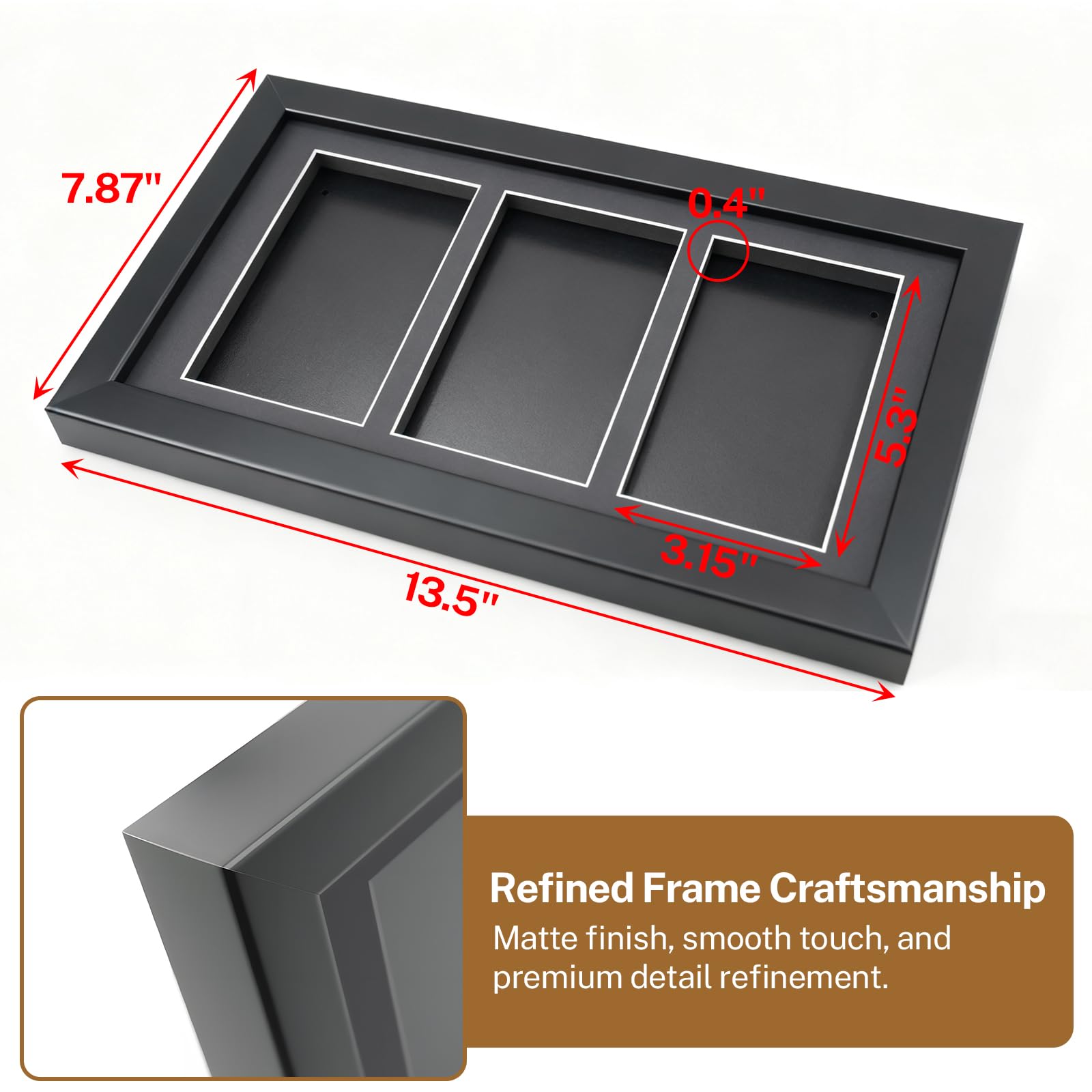 KBVASOTZ Graded Card Display Frame - Compatible with PSA, CGC, TAG Slabs - Solid Wood Frame with Black Velvet EVA - Wall Mount or Desktop Display Case
