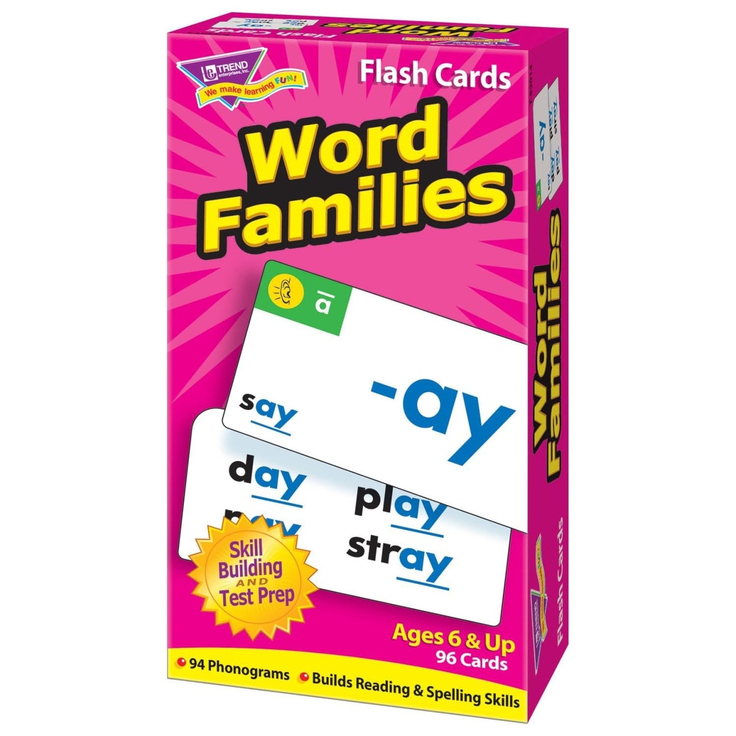 Trend Enterprises: Word Families Skill Drill Flash Cards, Content-Rich Cards to Practice and Master, Great for Skill Building and Test Prep, 96 Cards