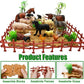 BOLZRA Farm Animal Figurines, Realistic Plastic Animals Toys with Fences Building Blocks, Farm Figures Playset Educational Christmas Birthday Gift