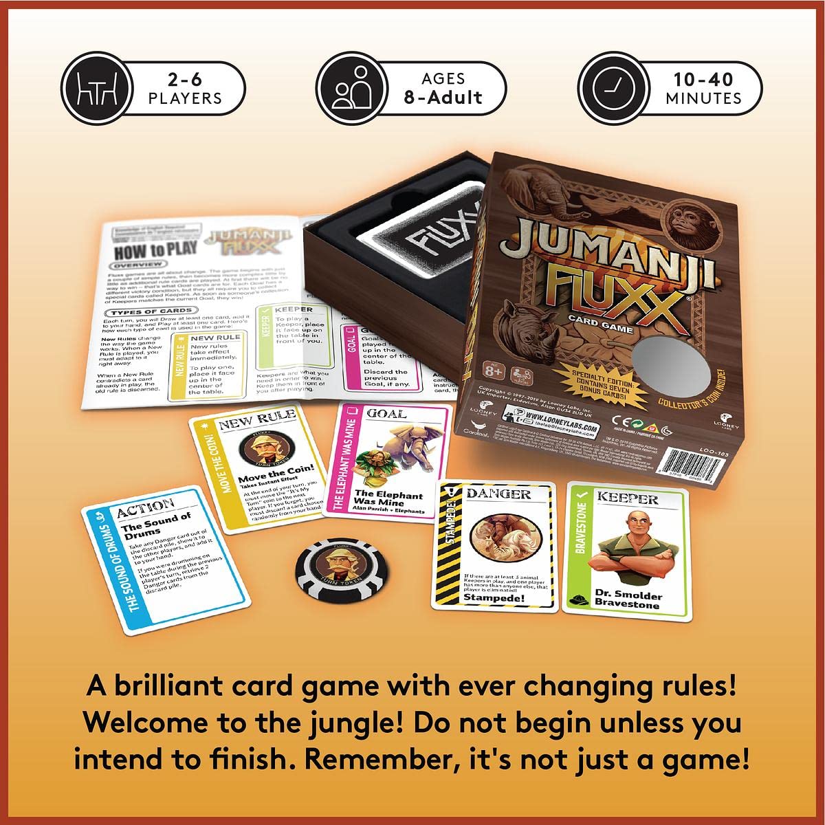 Looney Labs Jumanji Fluxx Card Game - Experience the Chaos of the Jumanji Jungle
