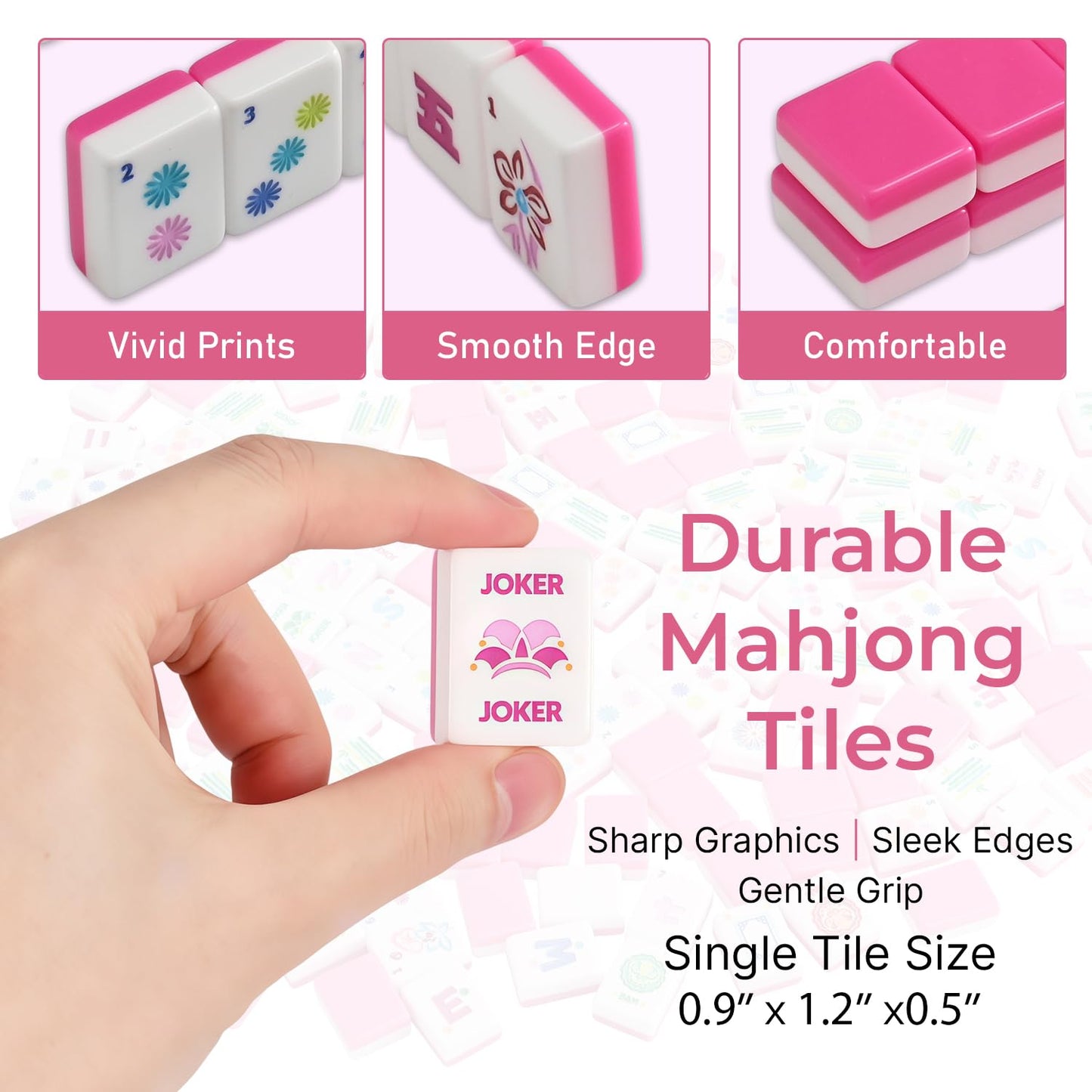 American Mahjong Set, 160 Pink Acrylic Tiles for Adults