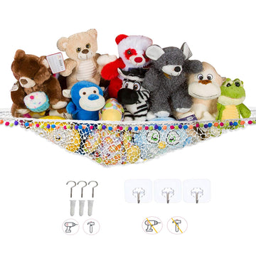 ASBE Jumbo Toy Hammock for Stuffed Animals -Stuffed Animal Net or Hammock, Hanging Ball Net, Doll Net to Hang on Bedroom Wall - Teddy Bear Hanging Net
