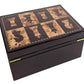 HPL Large High Gloss Cherry and Burlwood Color Locking Chess Storage Box for up to 4 3/4 inch Men Set