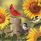 Bits and Pieces - 100 Piece Jigsaw Puzzle for Adults - Sunflower & Songbirds - Cardinals Jigsaw Puzzle by William Vanderdasson, Completed Puzzle Size