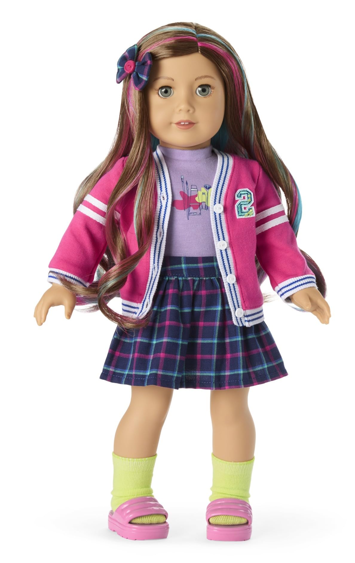 American Girl Truly Me 18-inch Doll School-Day Style Outfit with Cardigan, Tee, and Pair of Sneakers, For Ages 6+