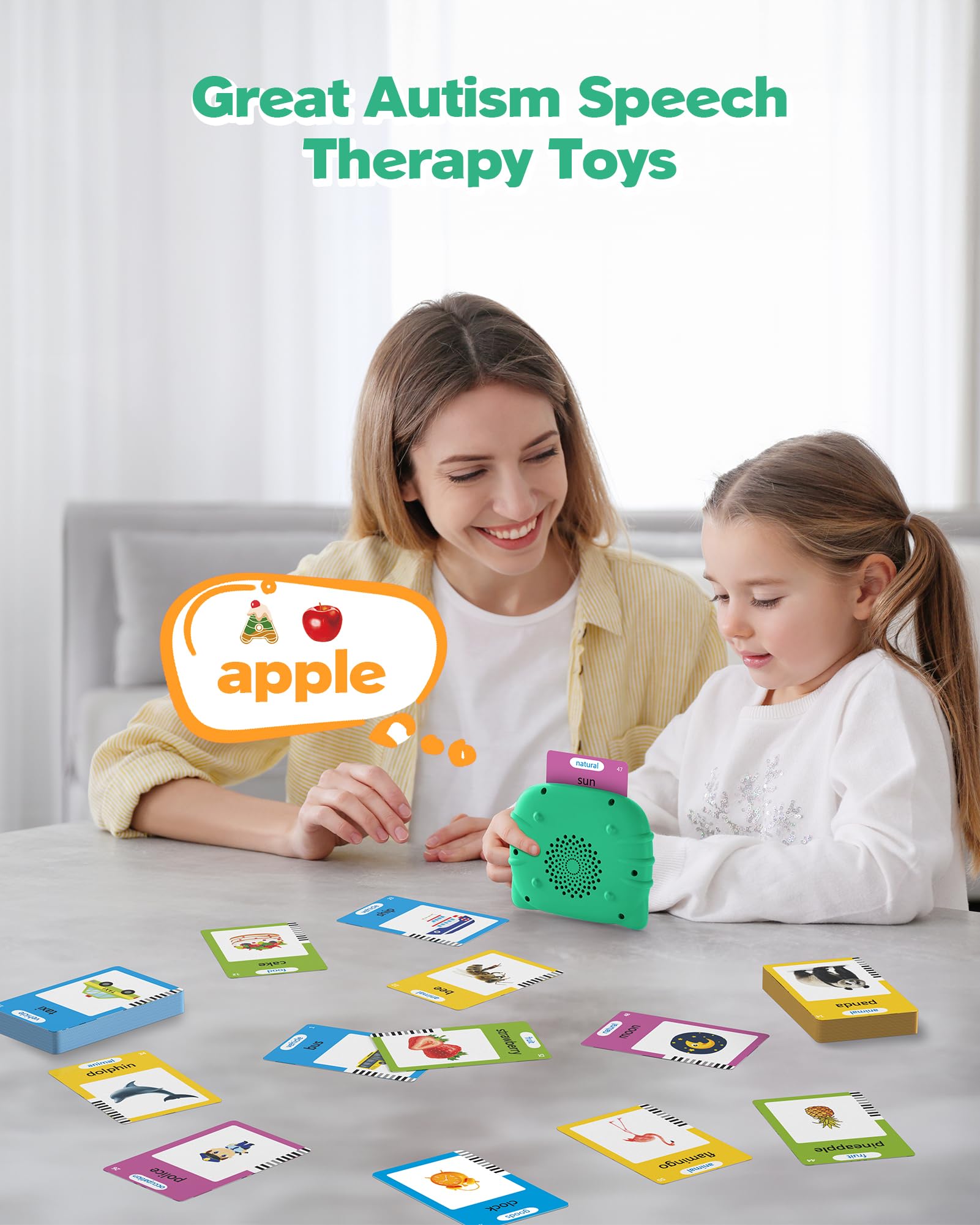 Airbition Talking Flash Cards for Toddlers 1 2 3 4 Year Olds, Green