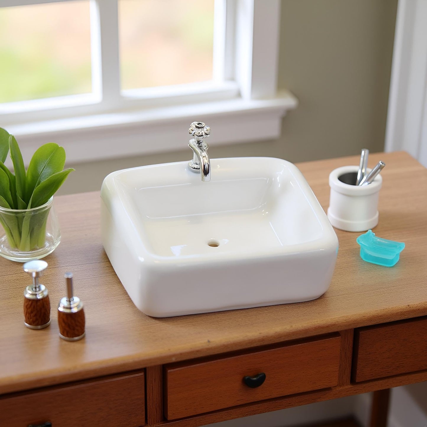 Dollhouse Wash Basin Wide Application Exquisite 1:12 Scale Doll House Furniture Sink for Entertainment Square, Furniture, Decorations