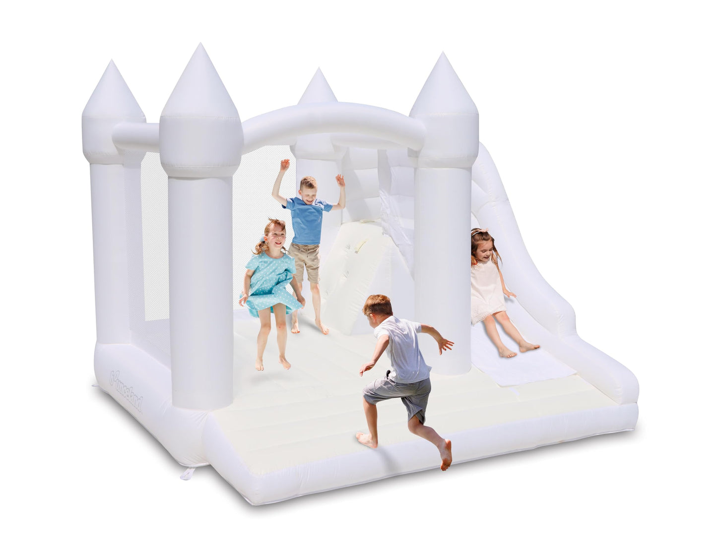 Bounceland Castle Palace Daydreamer Cloud Bounce House, 10.8 ft L x 9.8 ft W x 8.7 ft H, Basketball Hoop, UL Blower Included, Trendy Neutral Color