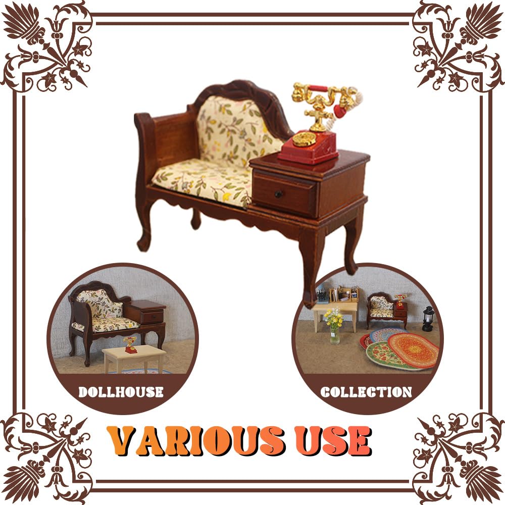 1/12 Scale Dollhouse Furniture Miniature Accessories Vintage Wooden Sofa
