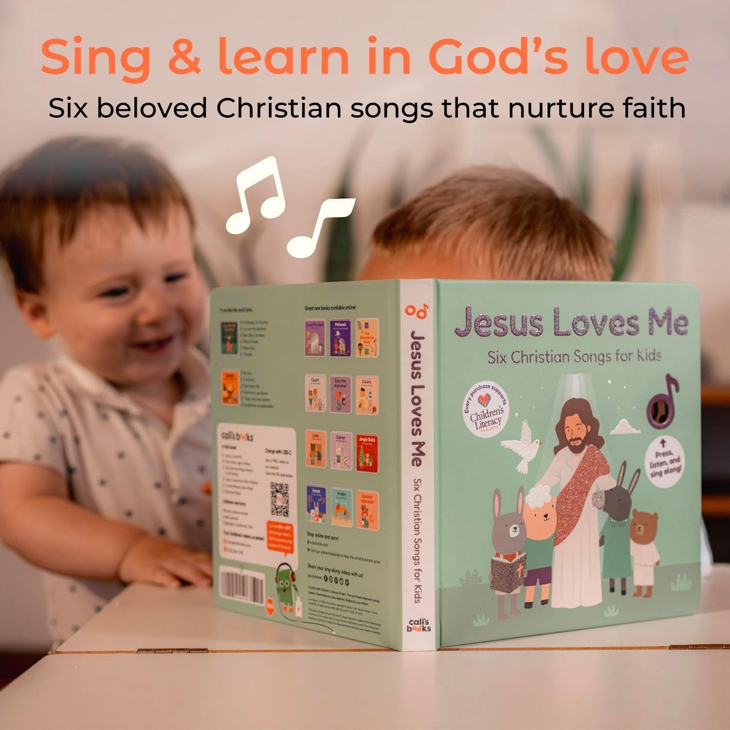 Cali's Books Jesus Loves Me Music Book for Toddlers 1-3 Years Old - Singing Christian Musical Book Kids, Headphone Jack, Interactive Learning Baby