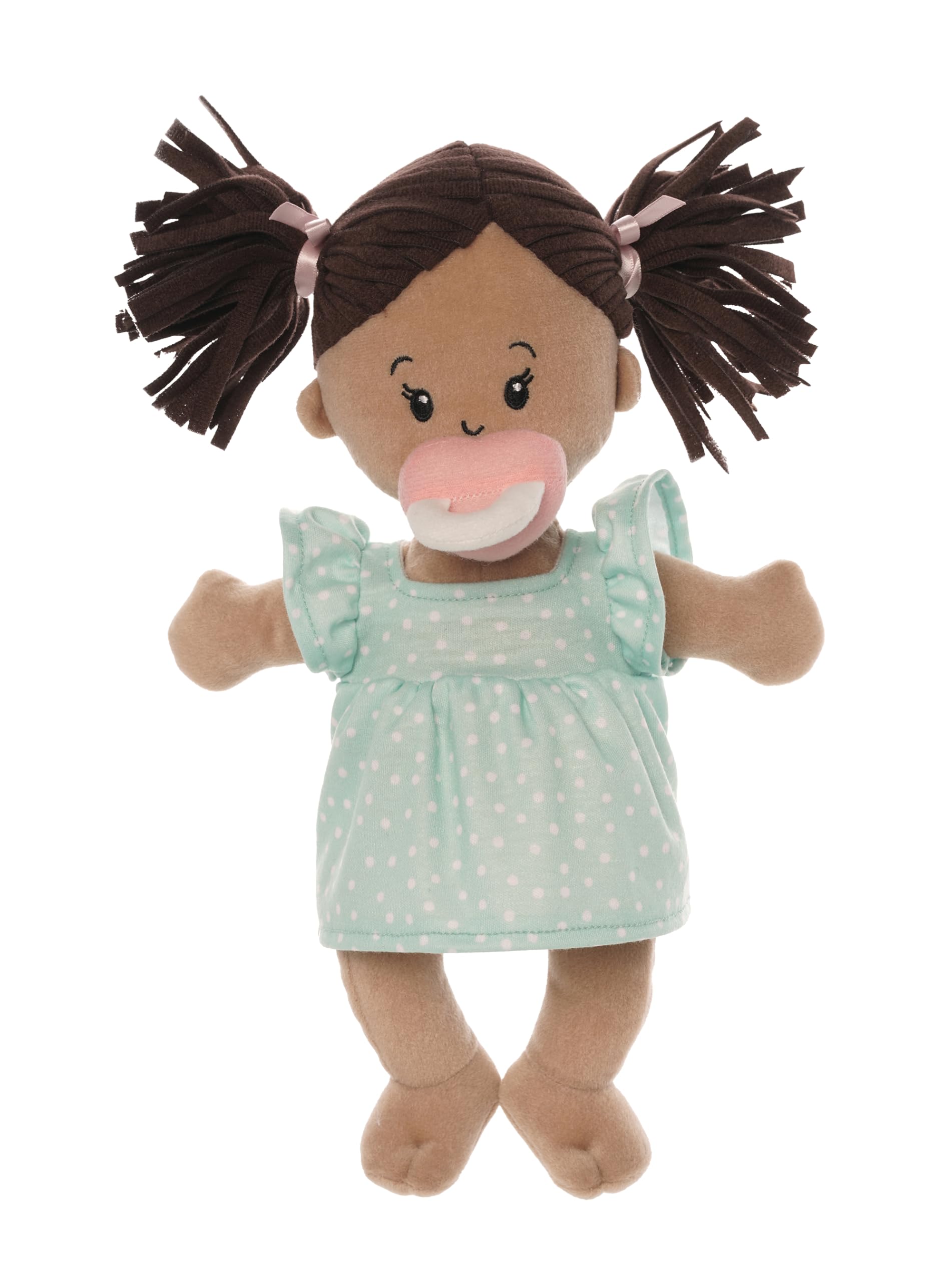 Love, Stella Soft Baby Doll for 1 + Year Old by Manhattan Toy - Beige with Brown Pigtails