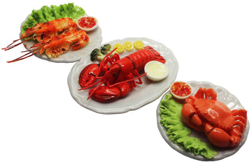 ThaiHonest 3 Assorted Dollhouse Miniature Mix Seafood with Lobster,Tiny Food Dollhouse Accessories for Collectibles