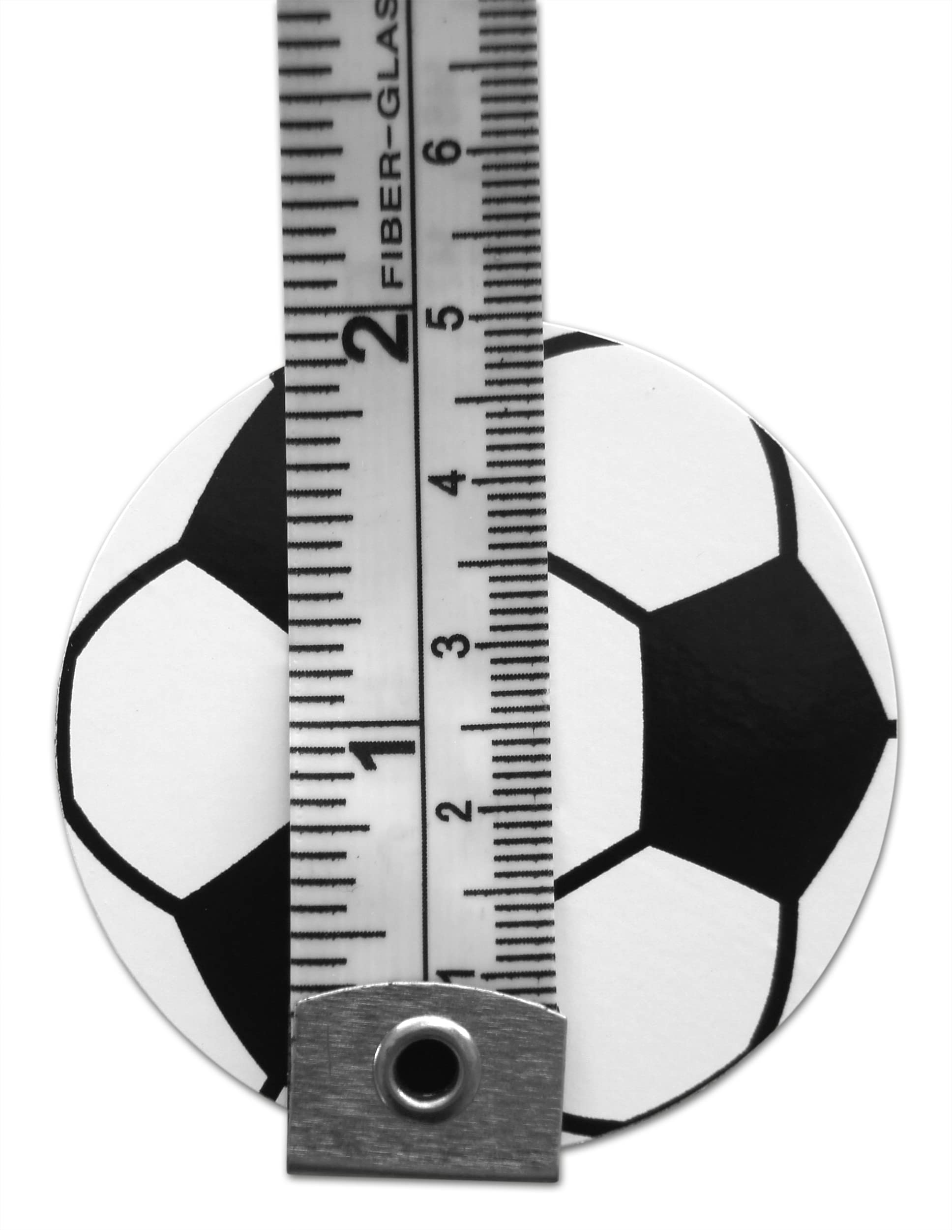 Novel Merk Soccer Sports Ball Vinyl Stickers - 2” Round Individual Decals for Laptop, Water Bottle, Phone, Party Favors, & Decor - Adheres to Clean
