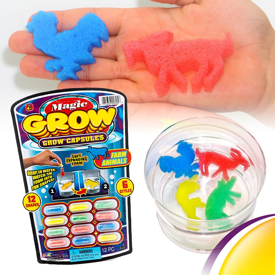 Ja-Ru Magic Grow Capsules, (3 Packs Assorted). Water Growing Animals Capsules. Great Party Favor Kids Toy. Bath Toys for Kids. Fidget Stem Toys. Plus