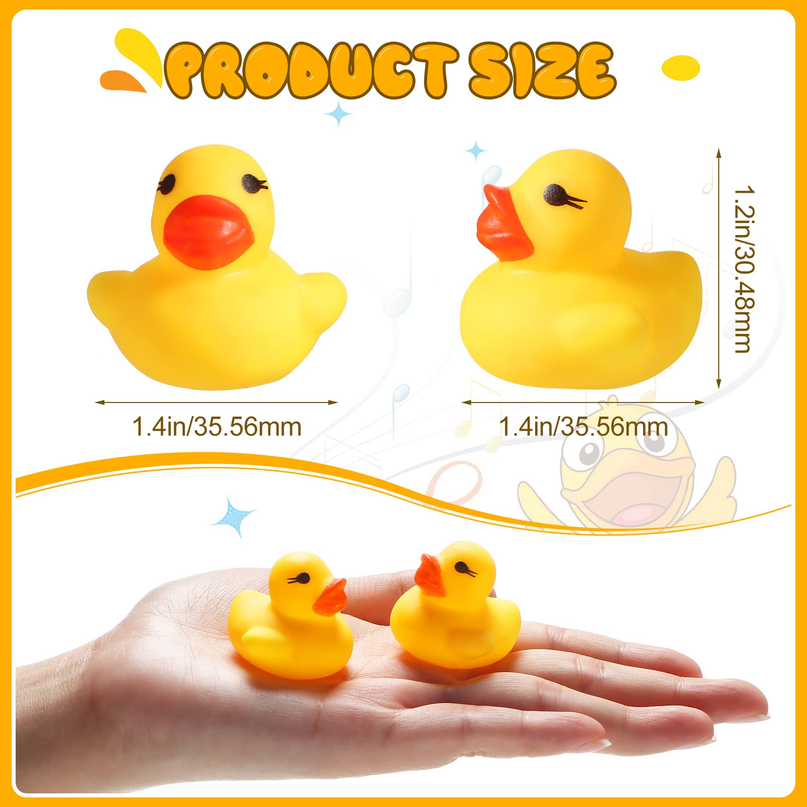 Teling 200 Pcs Mini Rubber Ducks in Bulk Yellow Small Rubber Ducks Bulk Tiny Squeak Duckies for Birthday Party Favor Gift(1.57 x 1.57 x 1.18 Inch)